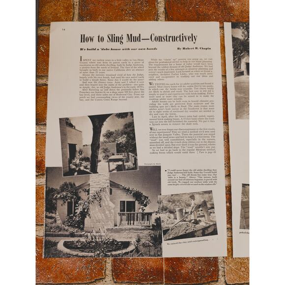 1941 How to Sling Mud Constructively Adobe Home Construction Vtg Print Article - Picture 11 of 11